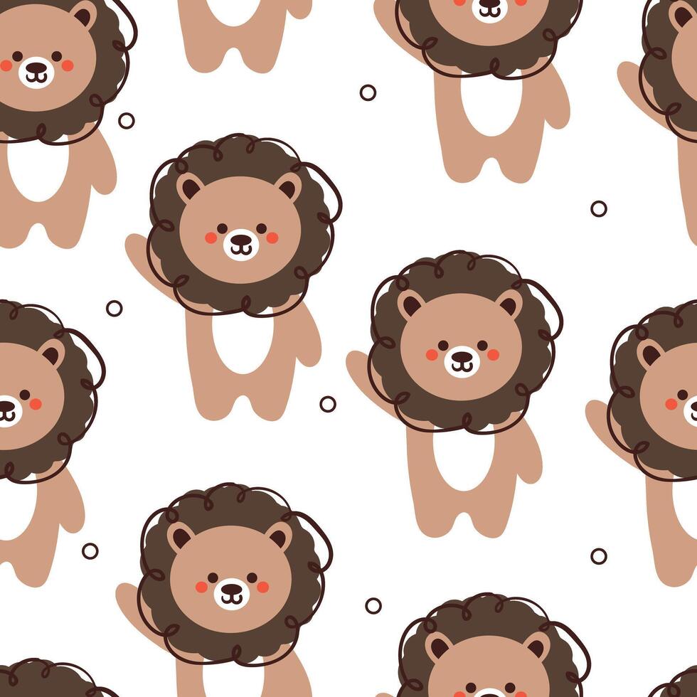 seamless pattern cartoon lion. cute animal wallpaper illustration for gift wrap paper vector