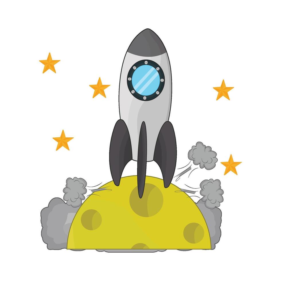 illustration of rocket and moon vector