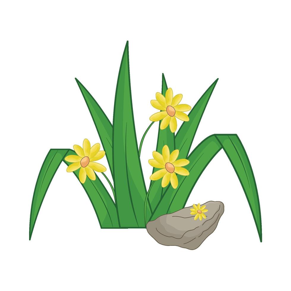 ilustración de césped y flor vector