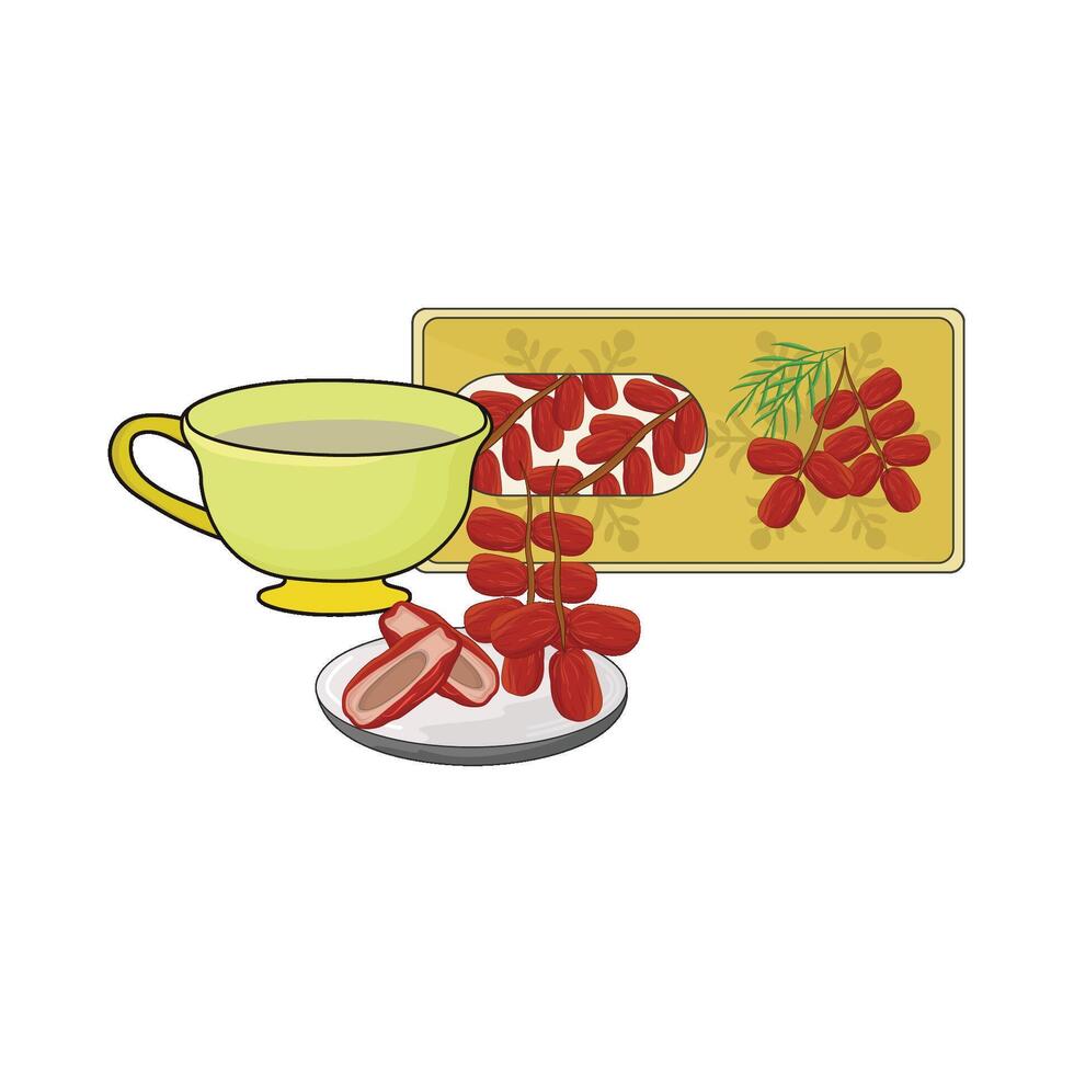 illustration of kurma with tea cup vector