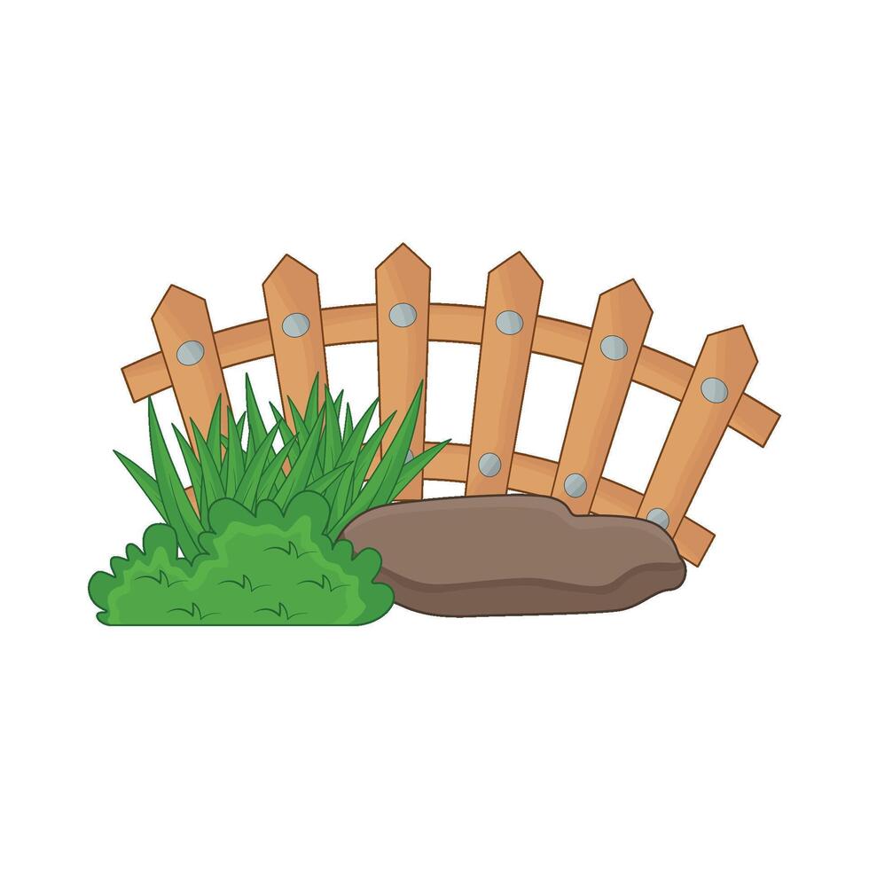 illustration of wooden fence with grass vector