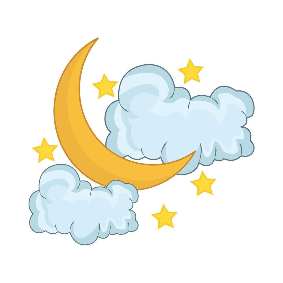 illustration of cloud moon and star vector