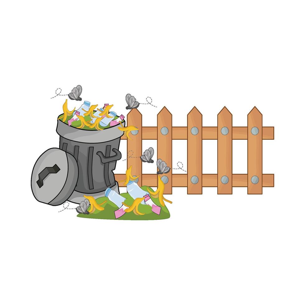 illustration of trash bin full vector