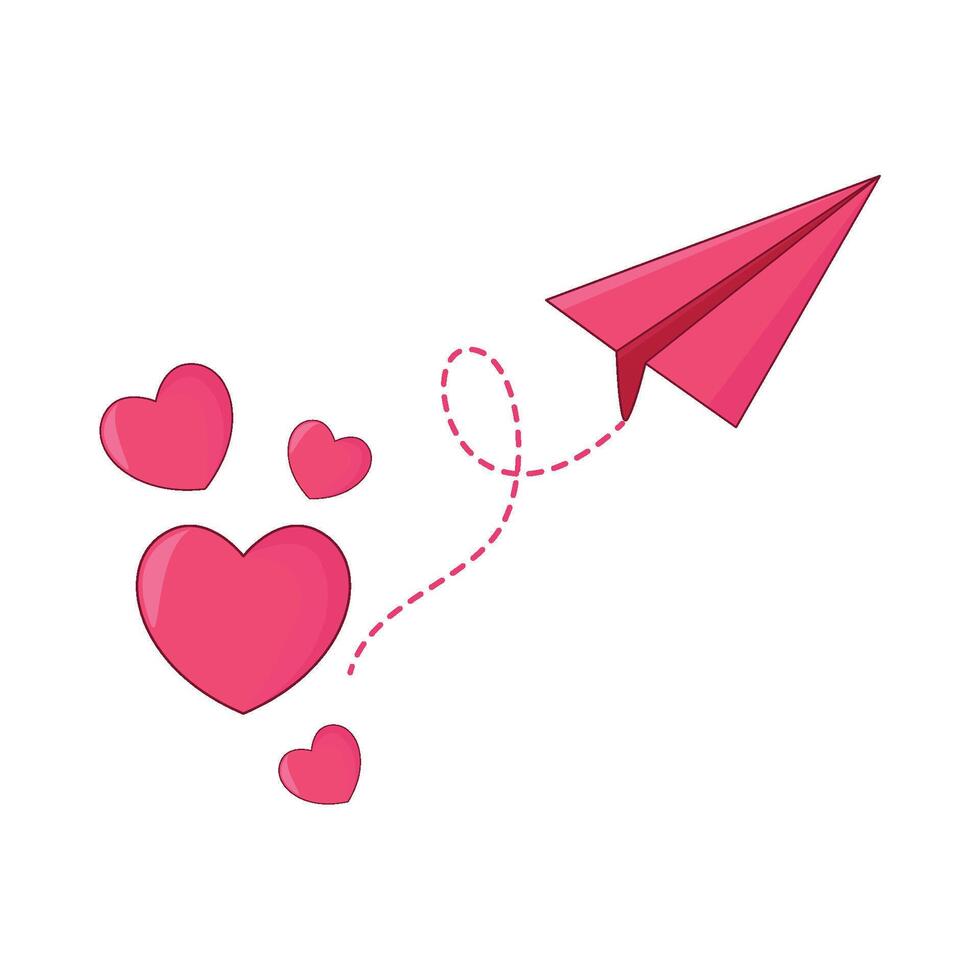 illustration of love paper plane vector