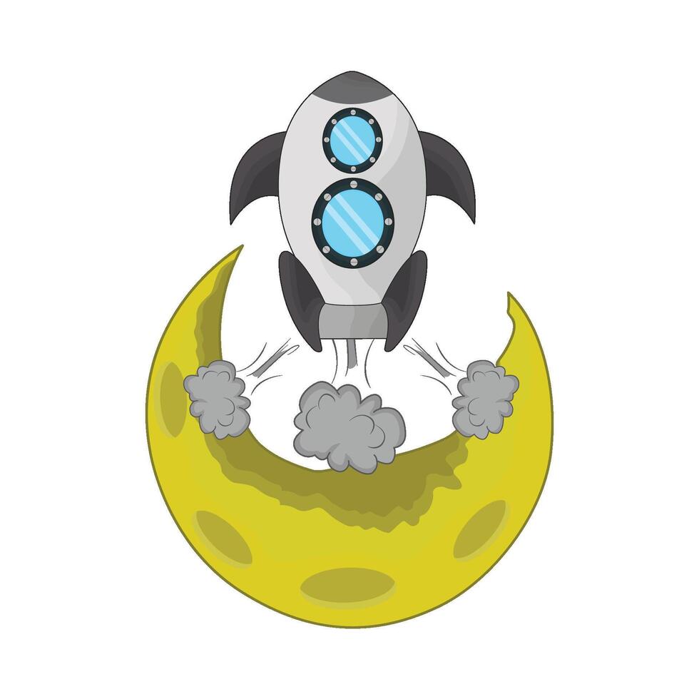 illustration of rocket and moon vector