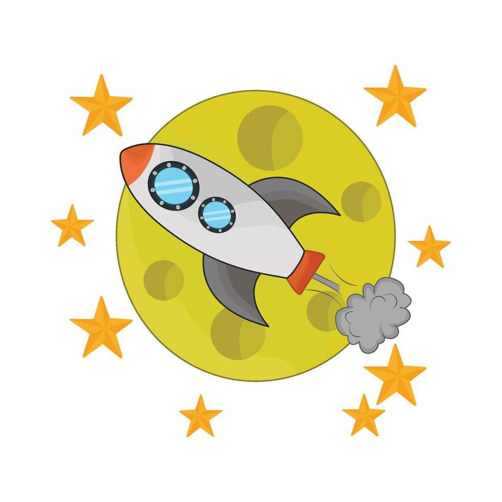 illustration of rocket and moon vector