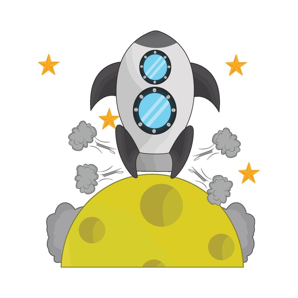 illustration of rocket and moon vector