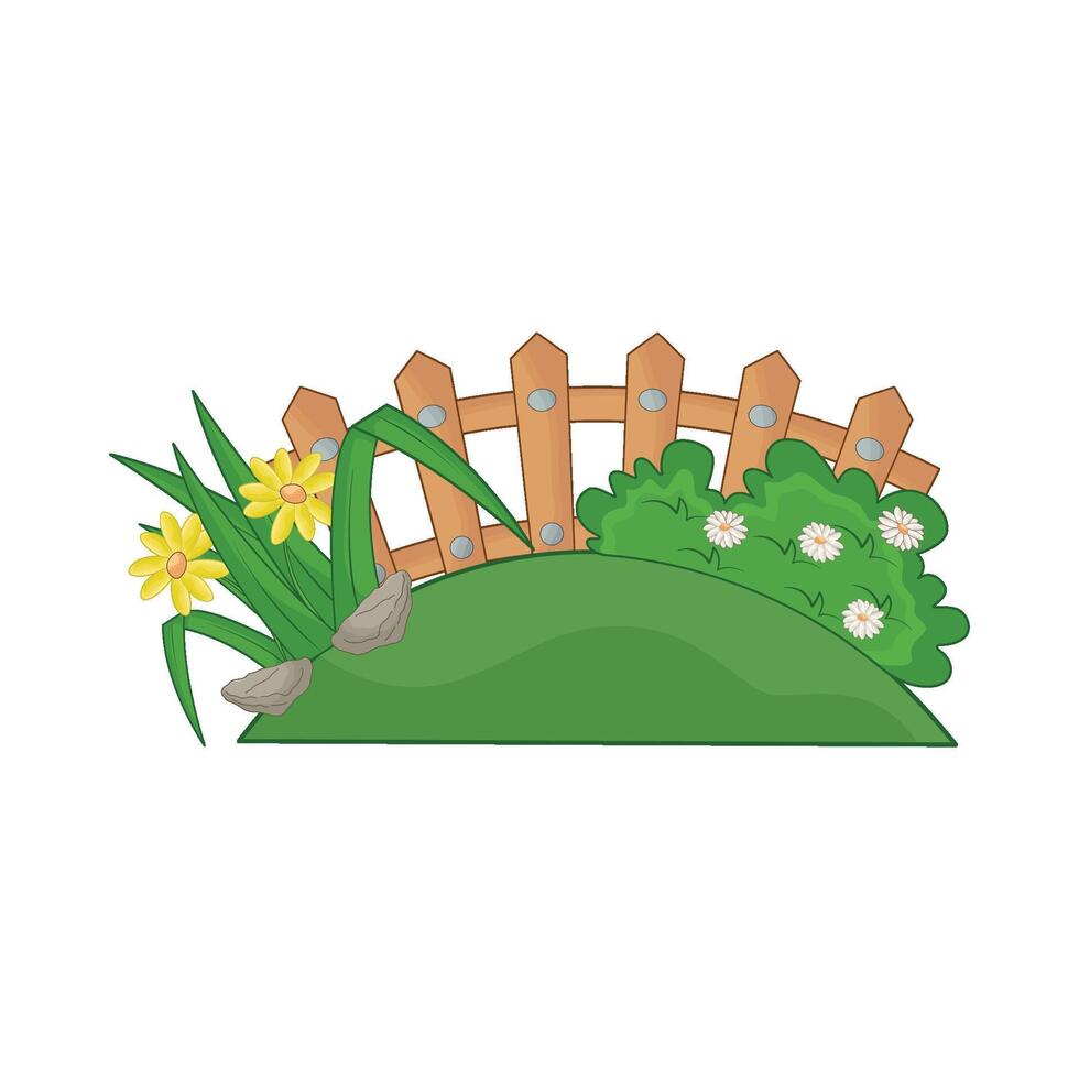 illustration of wooden fence with grass vector