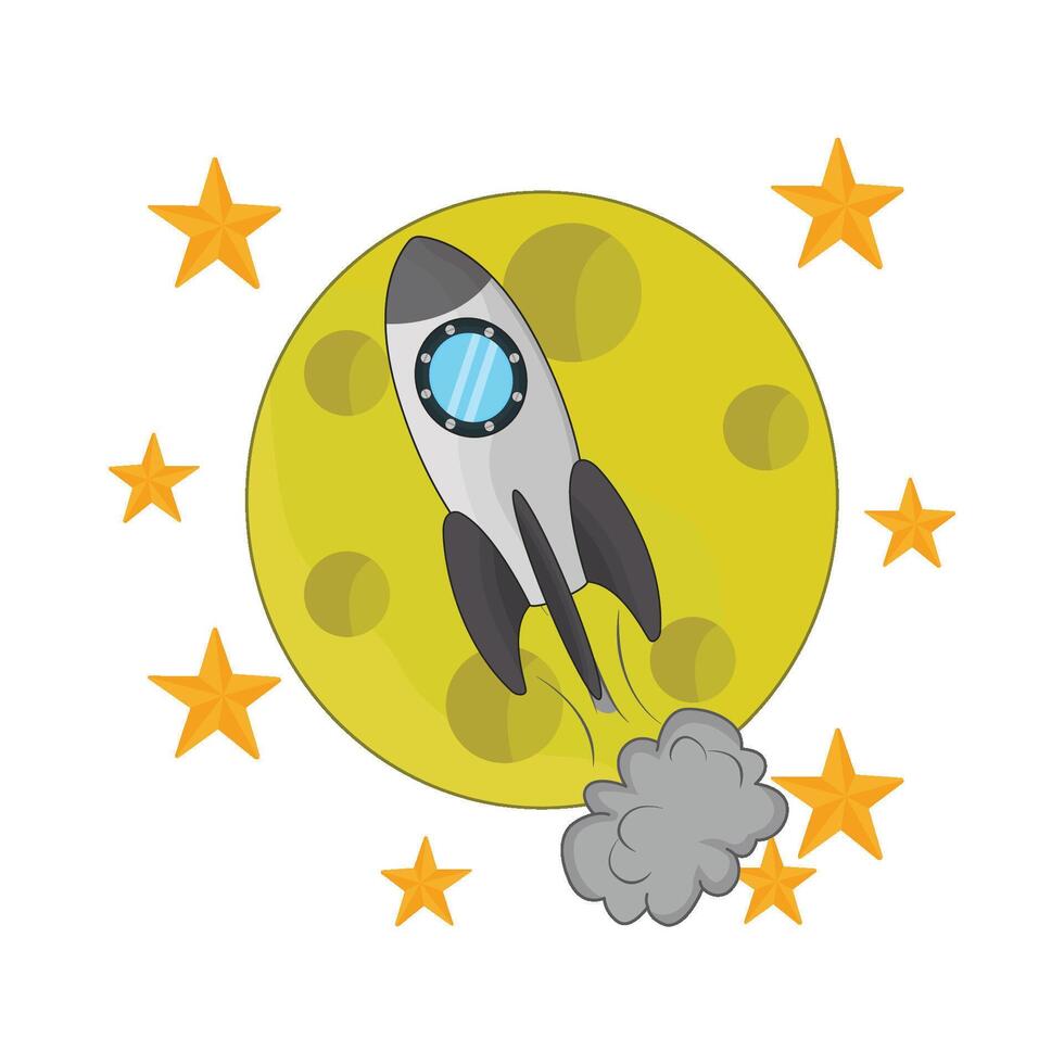 illustration of rocket and moon vector