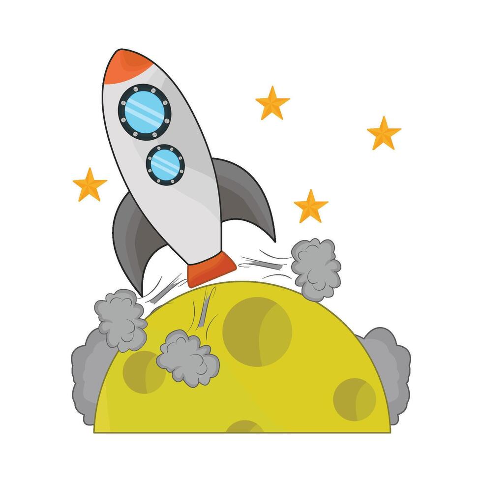 illustration of rocket and moon vector
