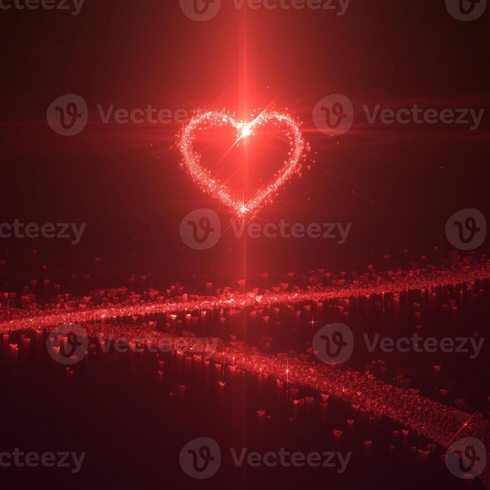 AI generated view Valentines Day abstract background with a radiant red heart glow For Social Media Post Size photo