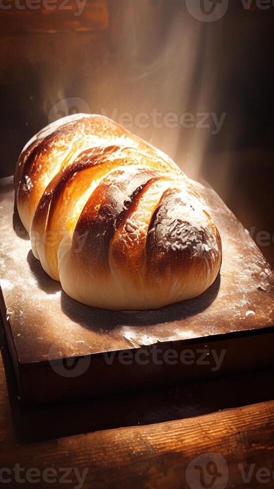 AI generated Oven magic Traditional bread baking in a close up shot Vertical Mobile Wallpaper photo