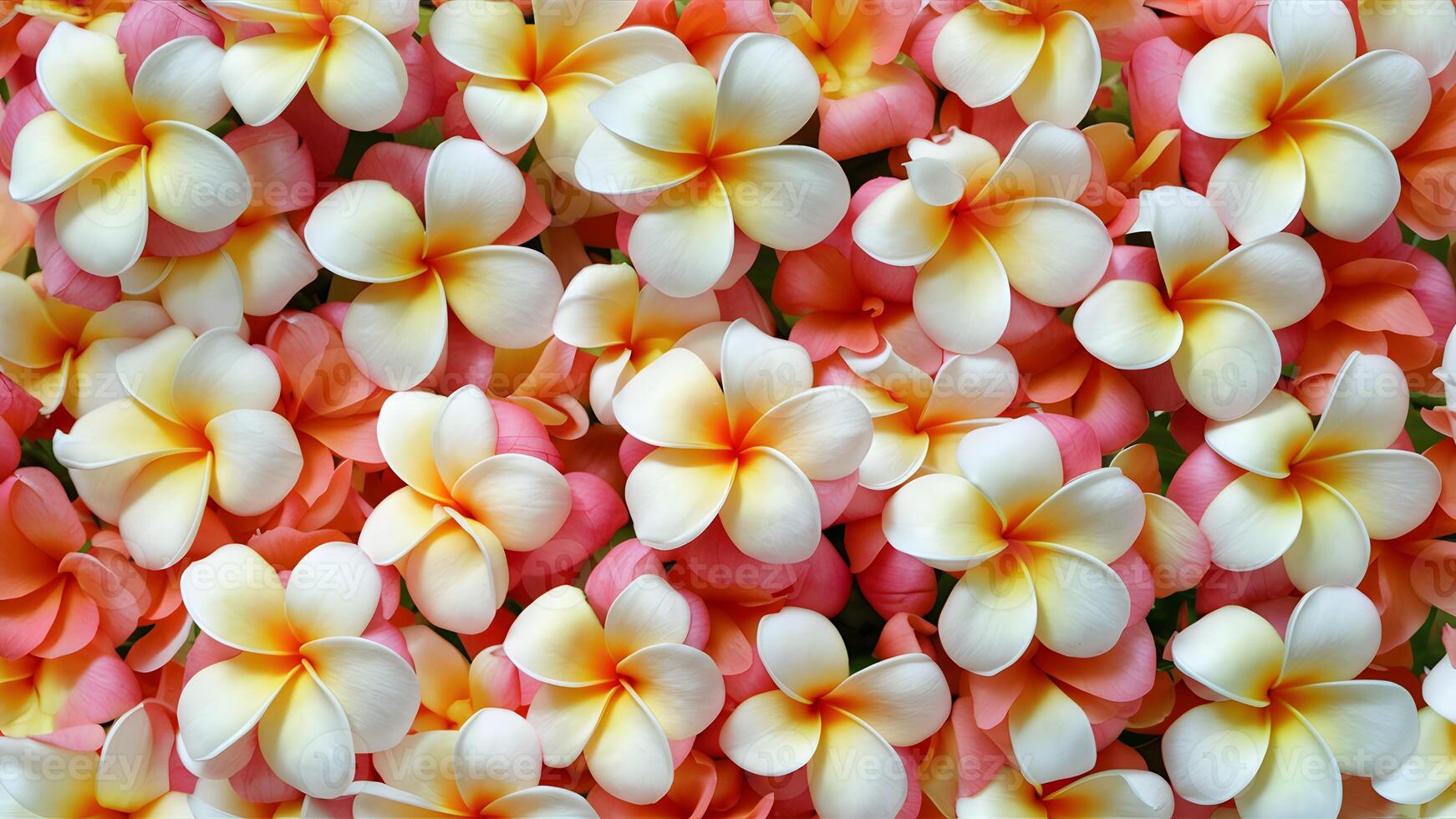 AI generated Soft orange plumeria frangipani flower background, abstract and sweet photo