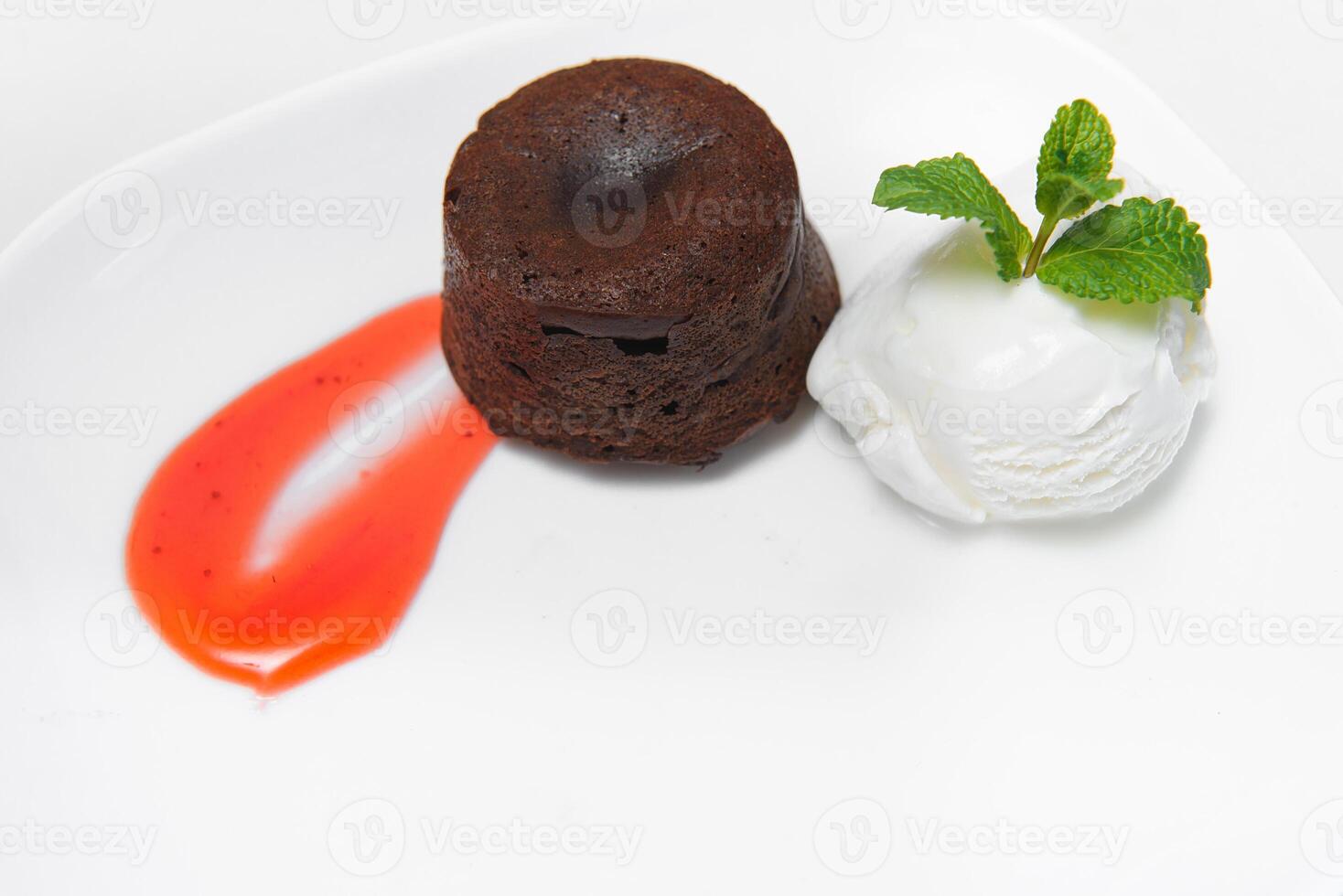 Chocolate fondant with ice cream photo