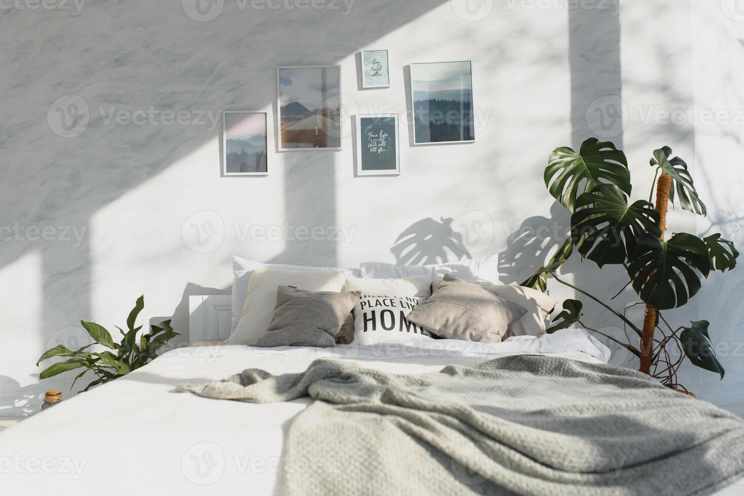 View of a spacious sunlit bedroom with porch view photo