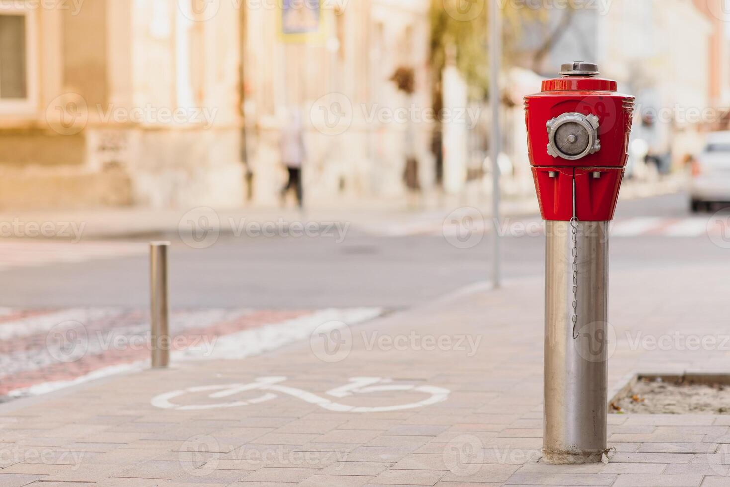 Typical american red fire hydrant photo