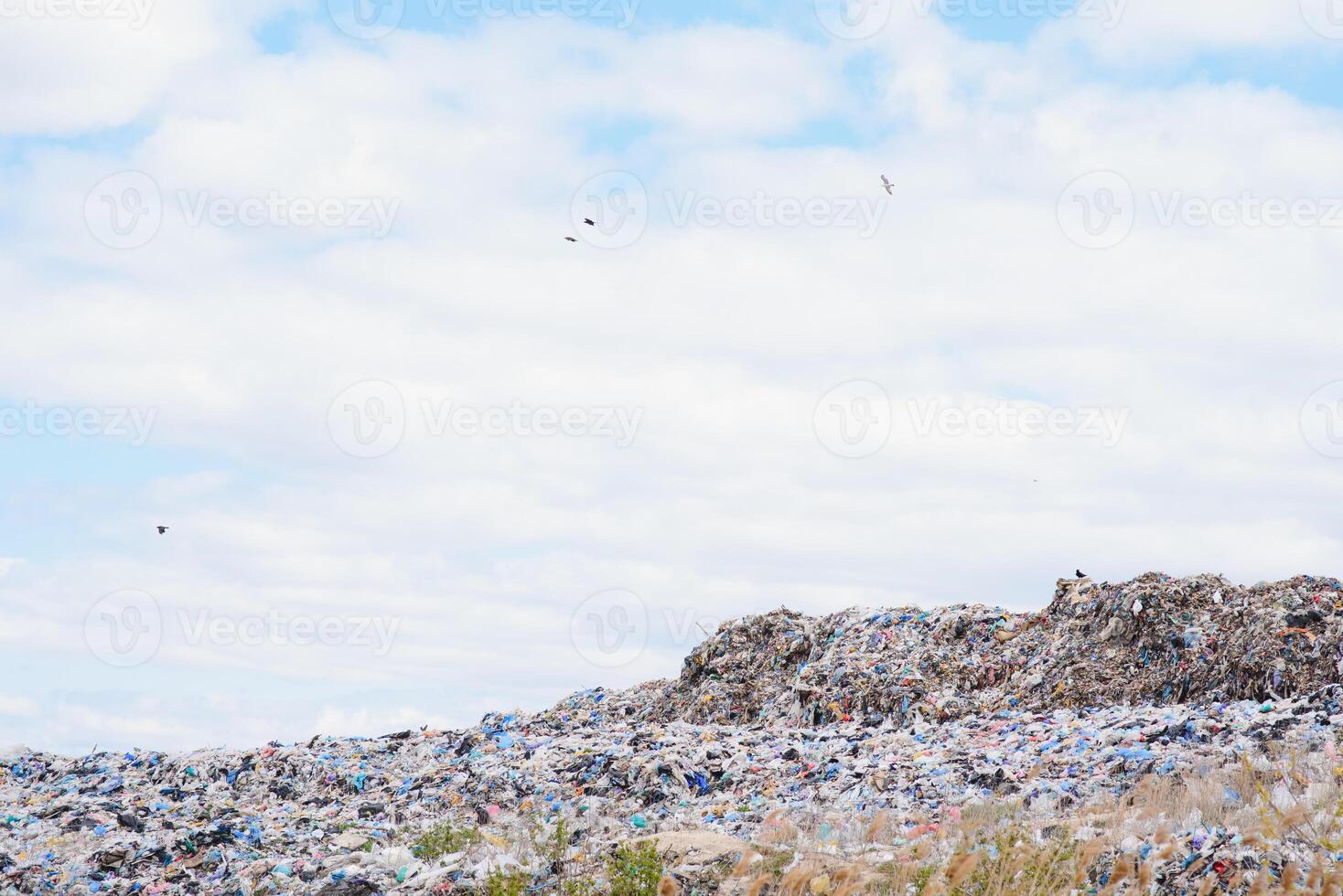 large garbage pile isolated on white background ,global warming photo