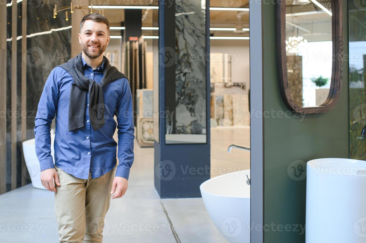Man at the building market photo