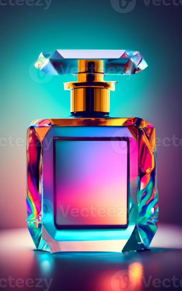 AI generated Colored perfume glass bottle photo