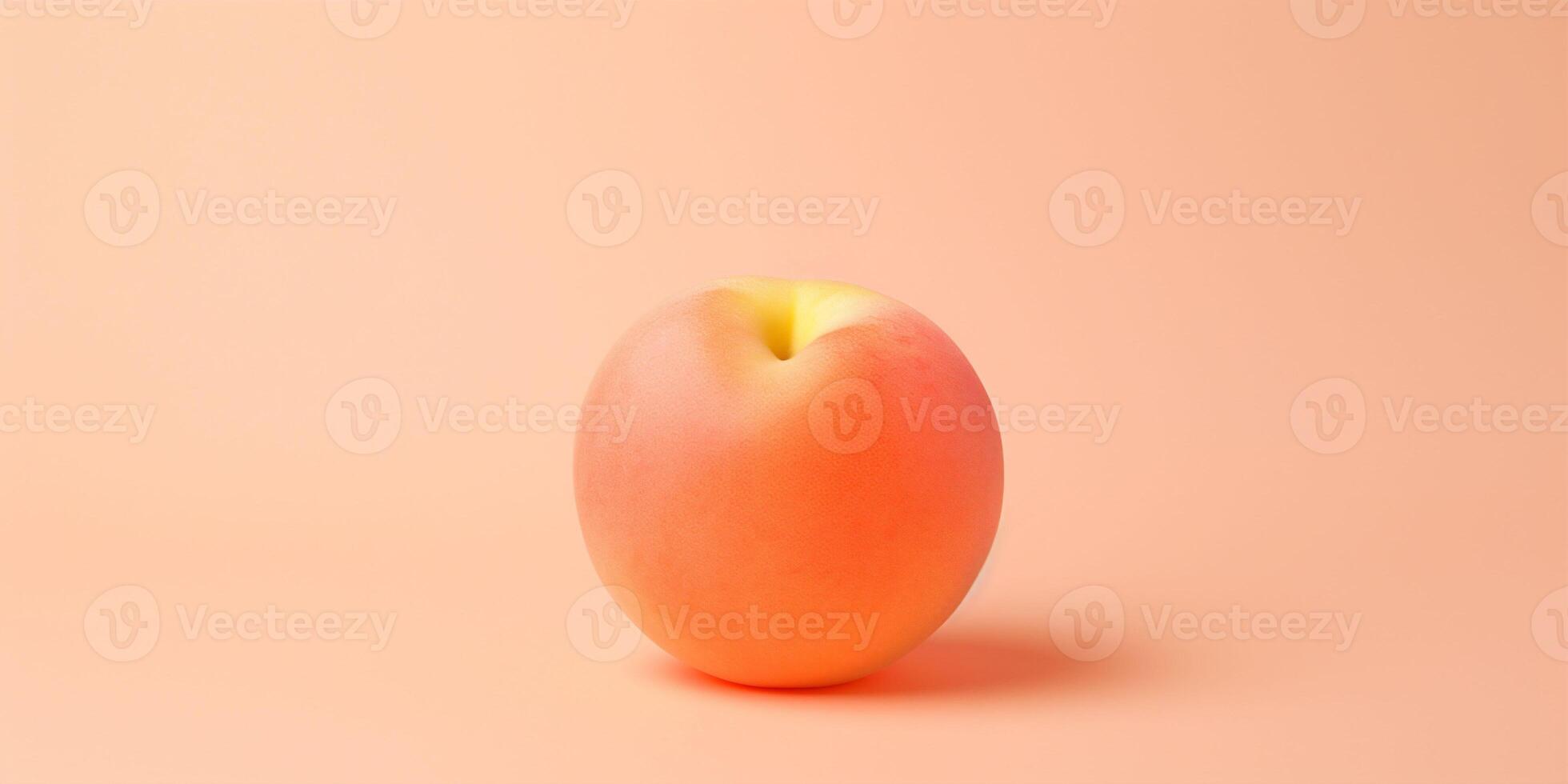 AI generated A banner with an orange isolated peach on a peach fuzz color background. Fruit Copy space photo