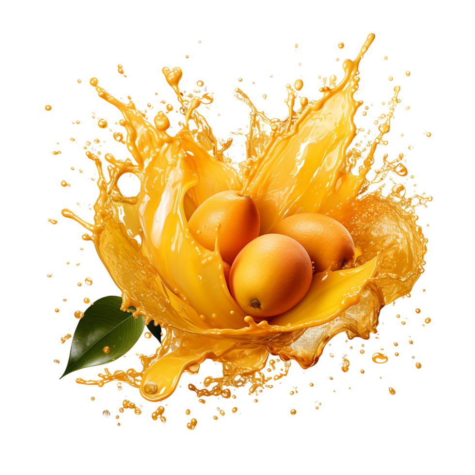 ai genererad mango juice stänk, mango juice stänk png, mango juice stänk med transparent bakgrund png