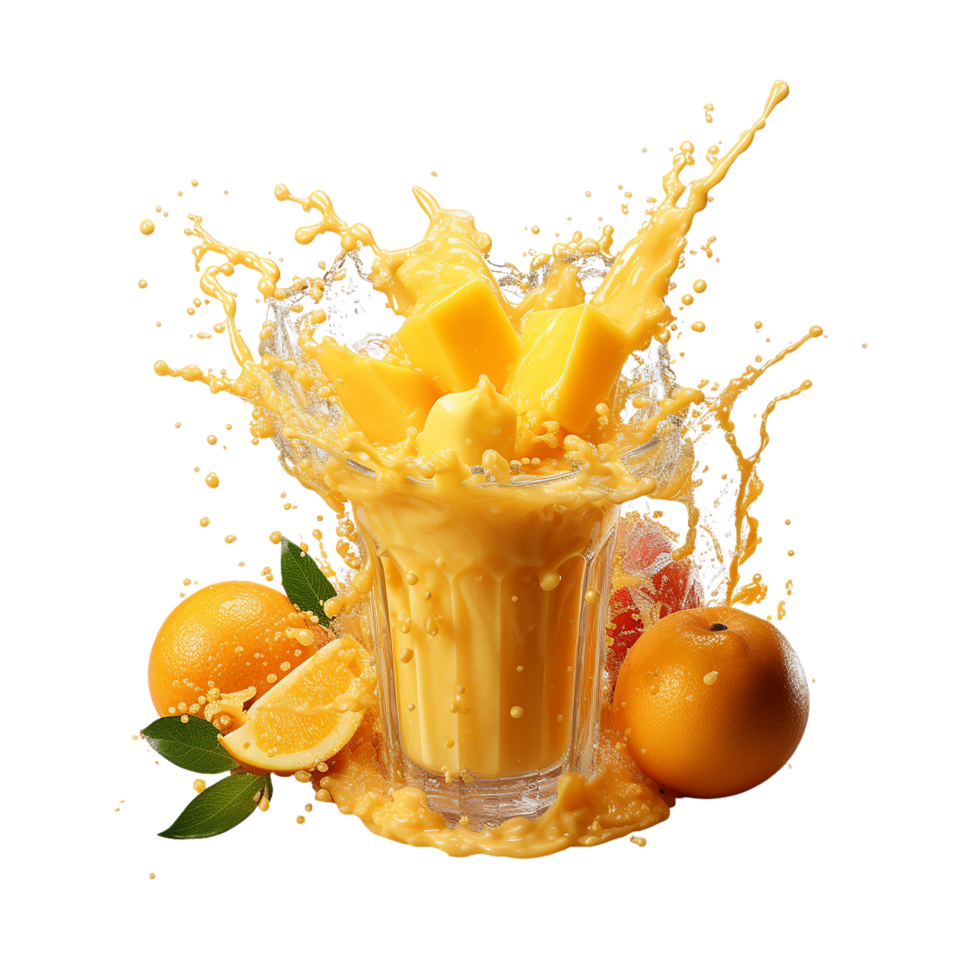 ai generato Mango succo spruzzata, Mango succo spruzzo png, Mango succo spruzzo con trasparente sfondo png