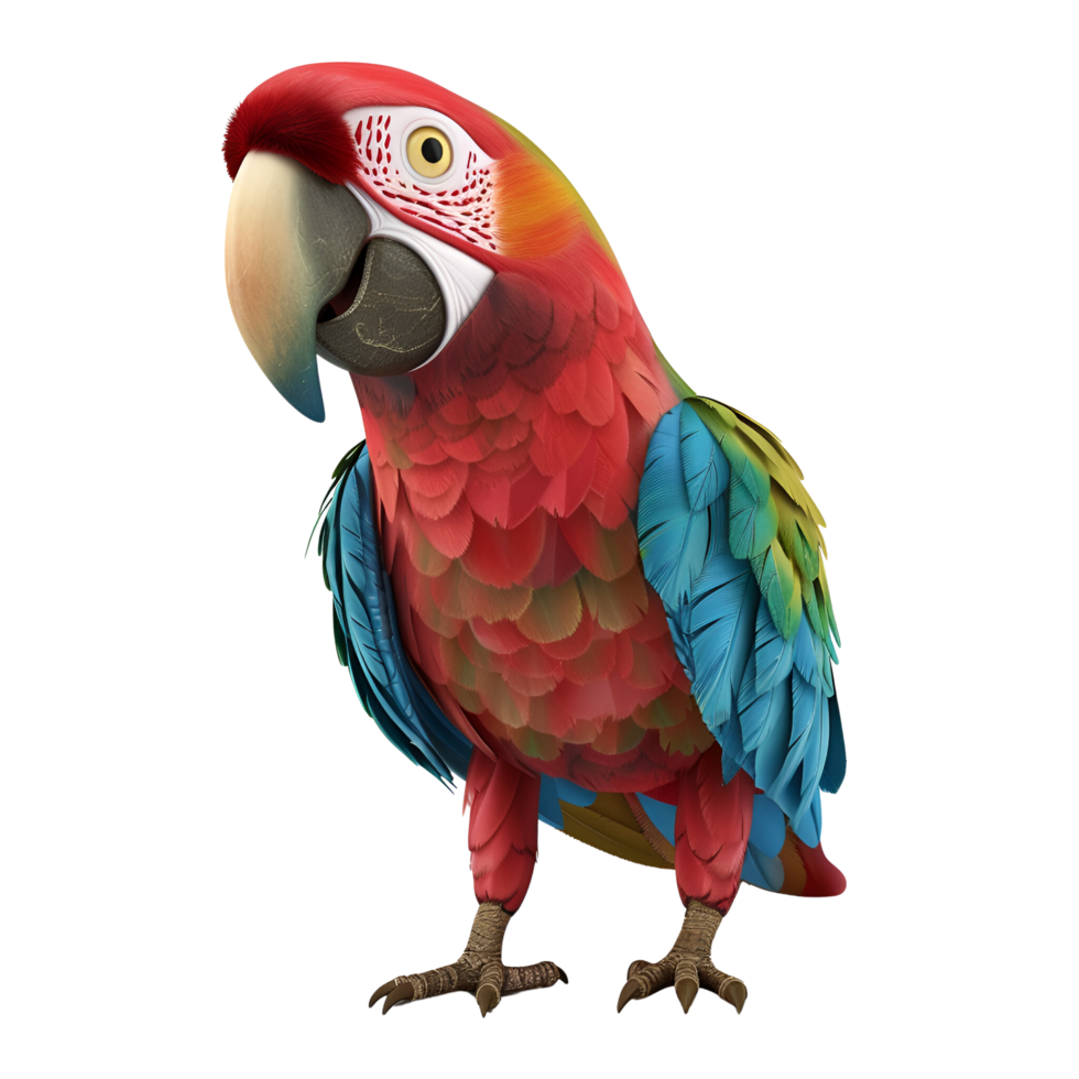 AI generated 3D Cartoon Parrot Logo Illustration No Background Perfect for Print on Demand png