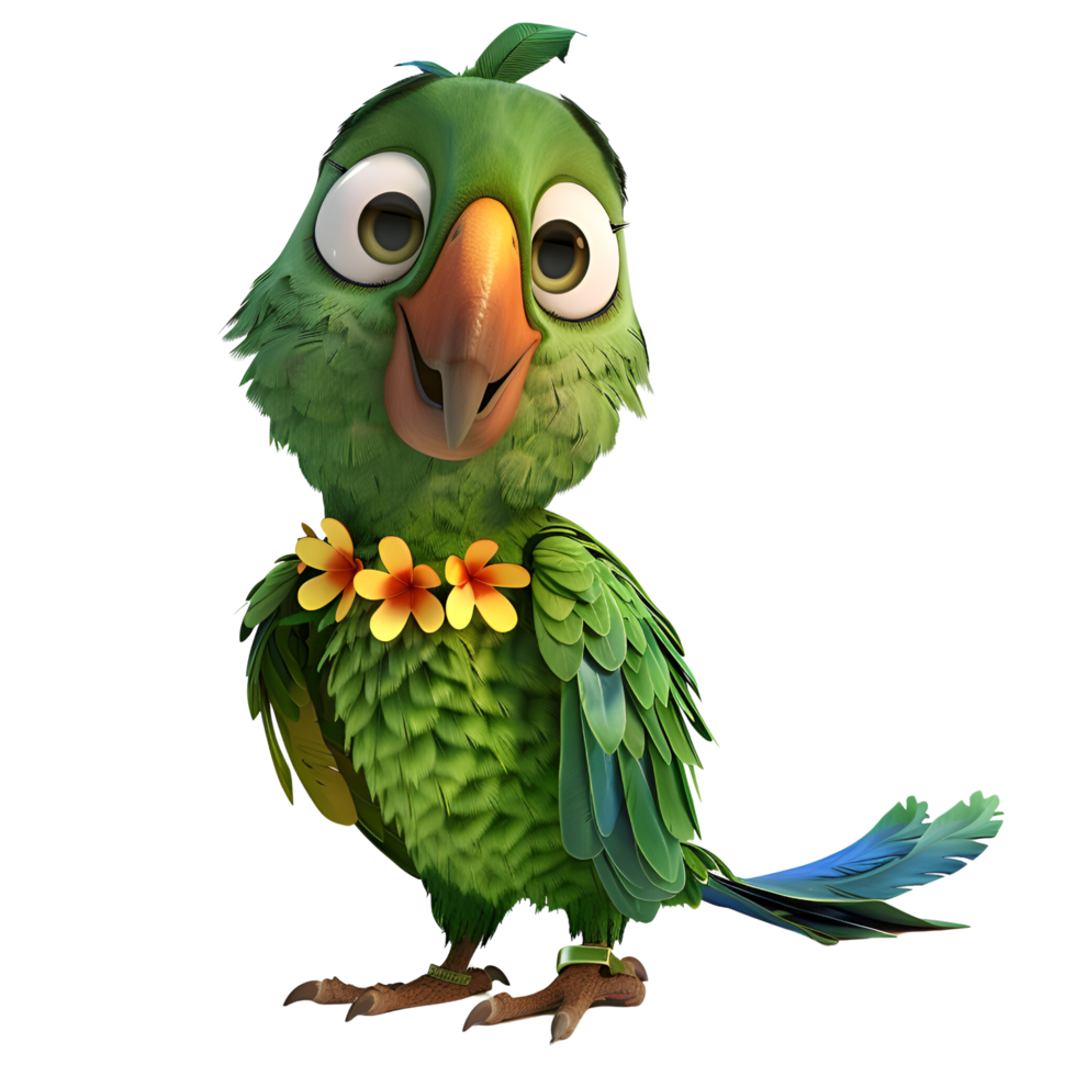 AI generated 3D Cartoon Parrot Logo Illustration No Background Perfect for Print on Demand png