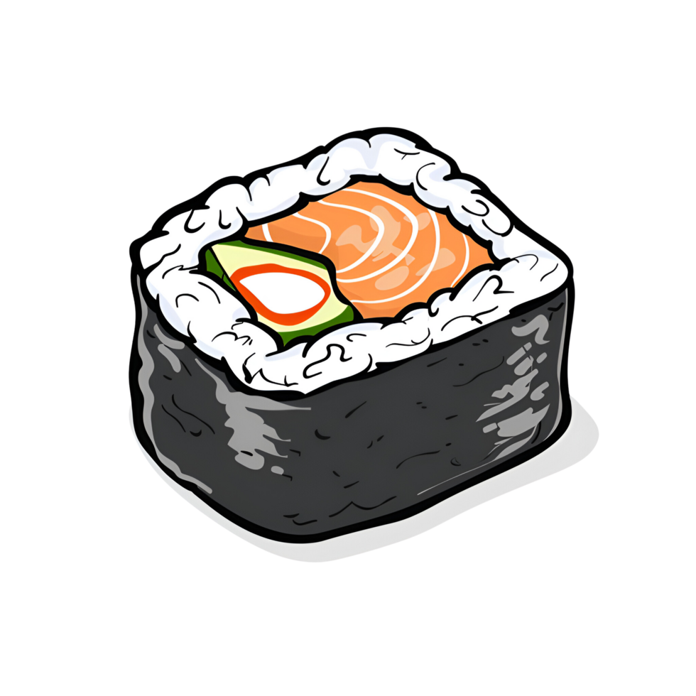 AI generated Cartoon Sushi Nigiri Sushi Roll Logo Illustration No Background Perfect for Print on Demand png