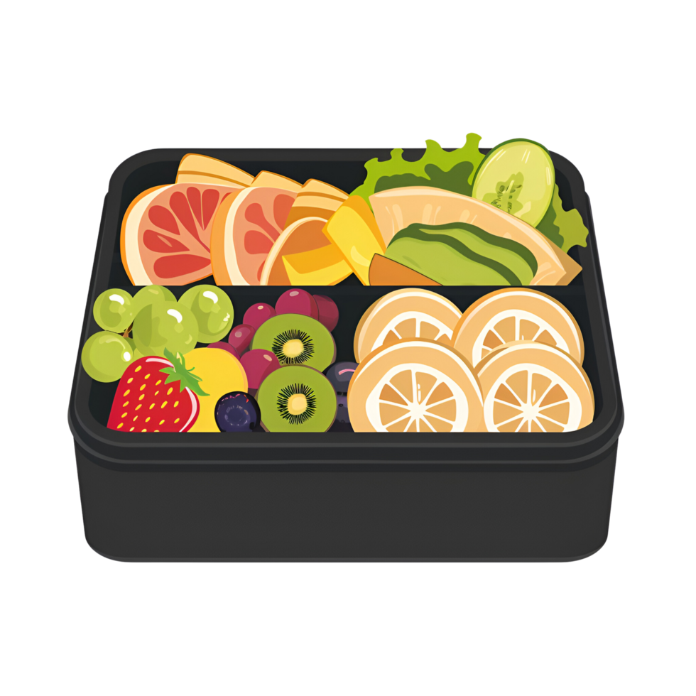 ai gerado desenho animado estilo Sushi caixa bento caixa almoço caixa ilustração logotipo não fundo png