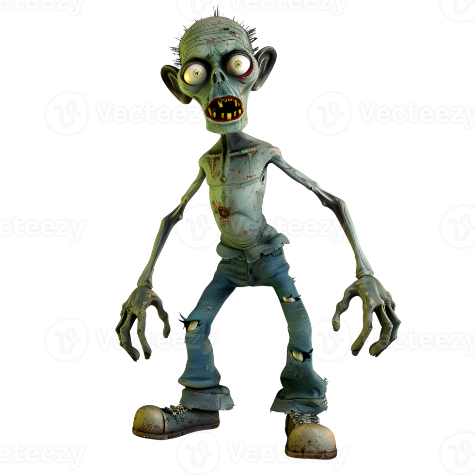 AI generated 3D Cartoon Zombie Logo Illustration No Background Perfect for Print on Demand png
