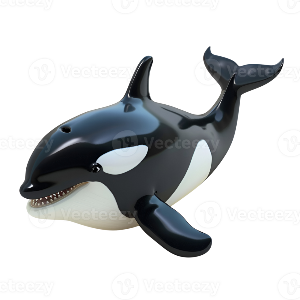 AI generated 3D Cartoon Killer Whale Orca No Background Perfect for Print on Demand png