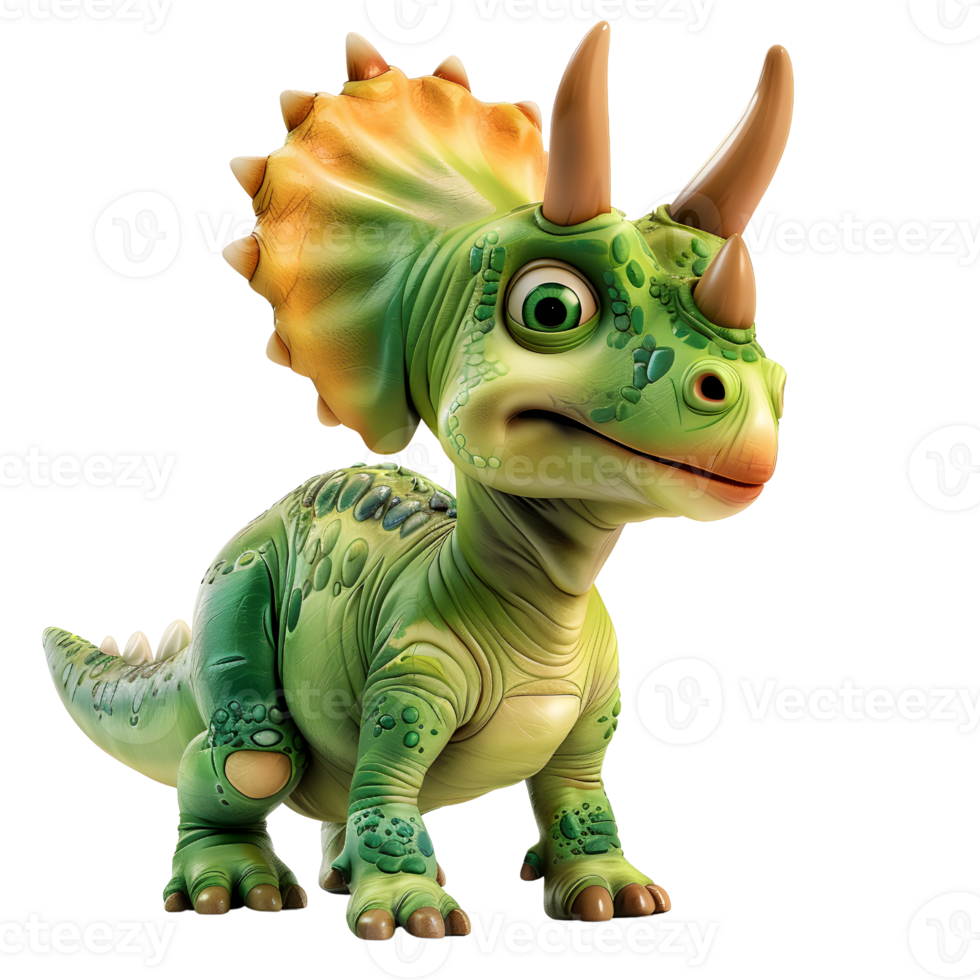 AI generated 3D Cartoon Triceratops Logo Illustration No Background Perfect for Print on Demand png