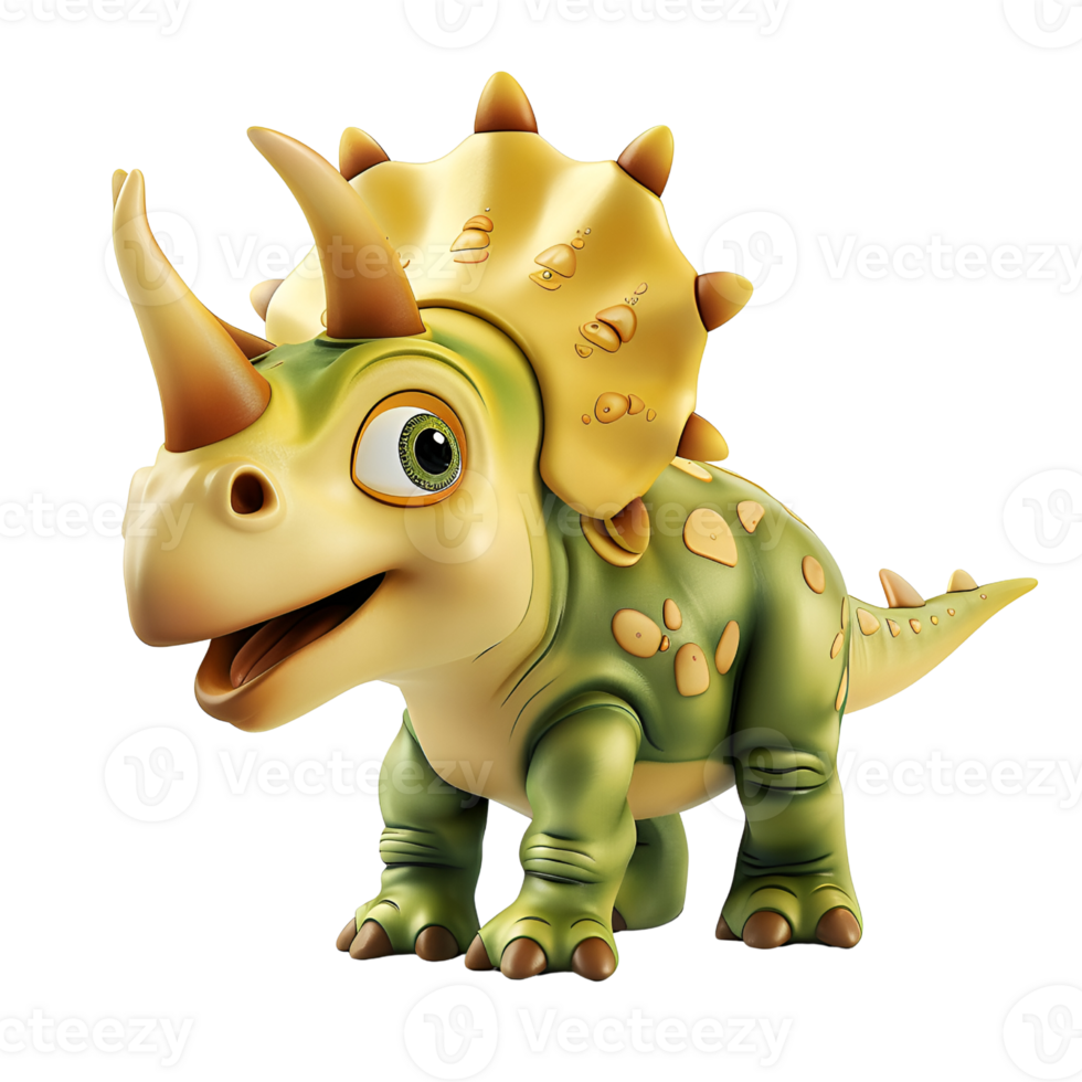 AI generated 3D Cartoon Triceratops Logo Illustration No Background Perfect for Print on Demand png