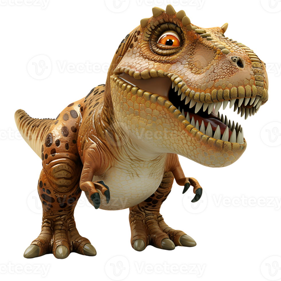 AI generated 3D Cartoon T Rex Dinosaur No Background Perfect for Print on Demand png