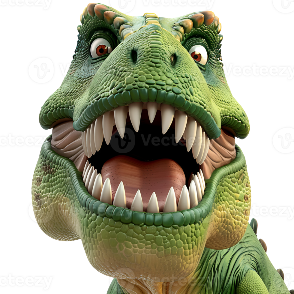 AI generated 3D Cartoon T Rex Dinosaur No Background Perfect for Print on Demand png