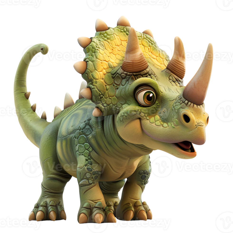 AI generated 3D Cartoon Triceratops Logo Illustration No Background Perfect for Print on Demand png