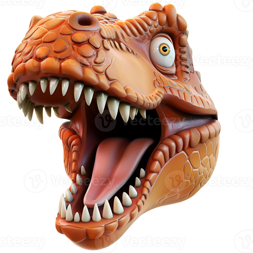 AI generated 3D Cartoon T Rex Dinosaur No Background Perfect for Print on Demand png