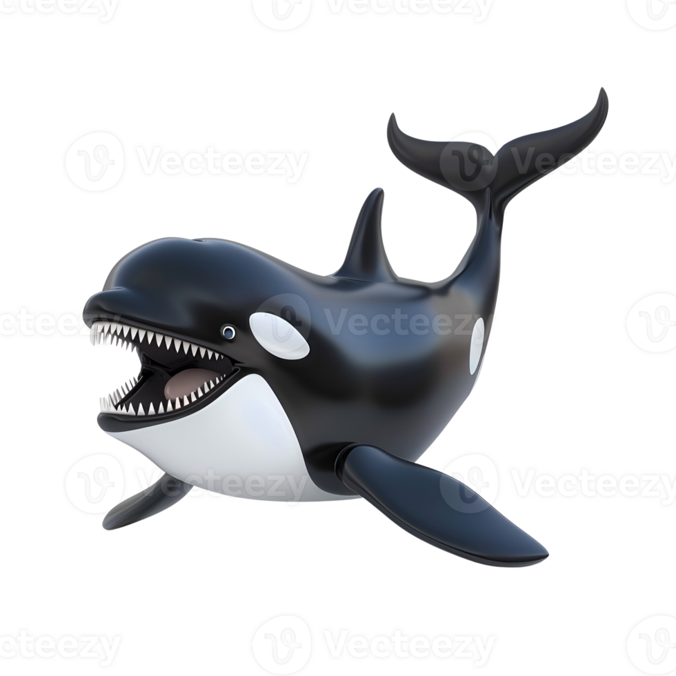 AI generated 3D Cartoon Killer Whale Orca No Background Perfect for Print on Demand png