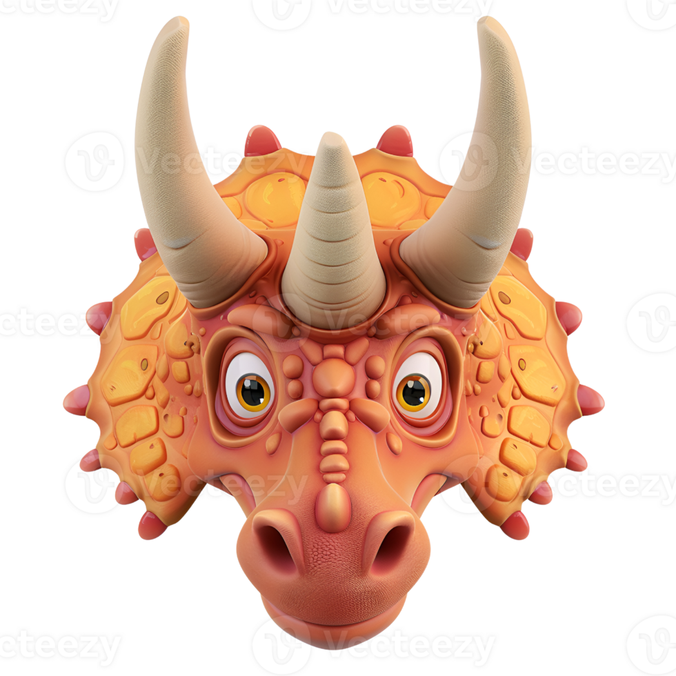 AI generated 3D Cartoon Triceratops Logo Illustration No Background Perfect for Print on Demand png