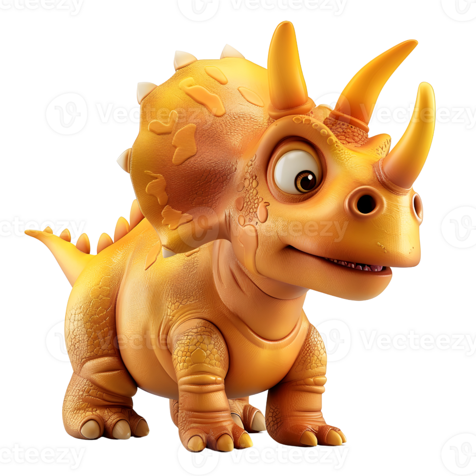 AI generated 3D Cartoon Triceratops Logo Illustration No Background Perfect for Print on Demand png