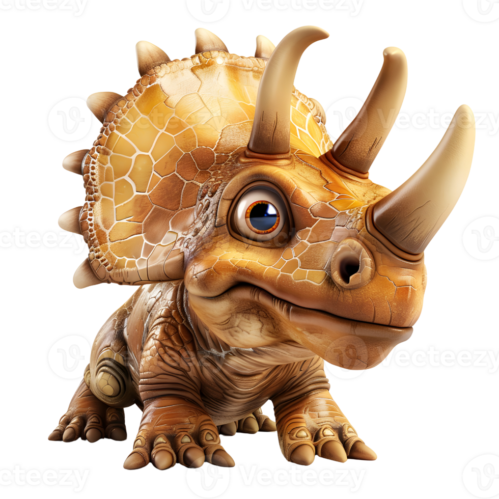 AI generated 3D Cartoon Triceratops Logo Illustration No Background Perfect for Print on Demand png