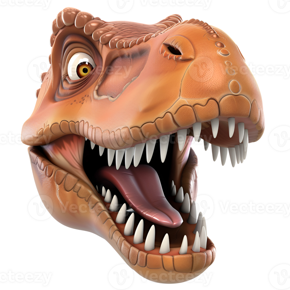 AI generated 3D Cartoon T Rex Dinosaur No Background Perfect for Print on Demand png