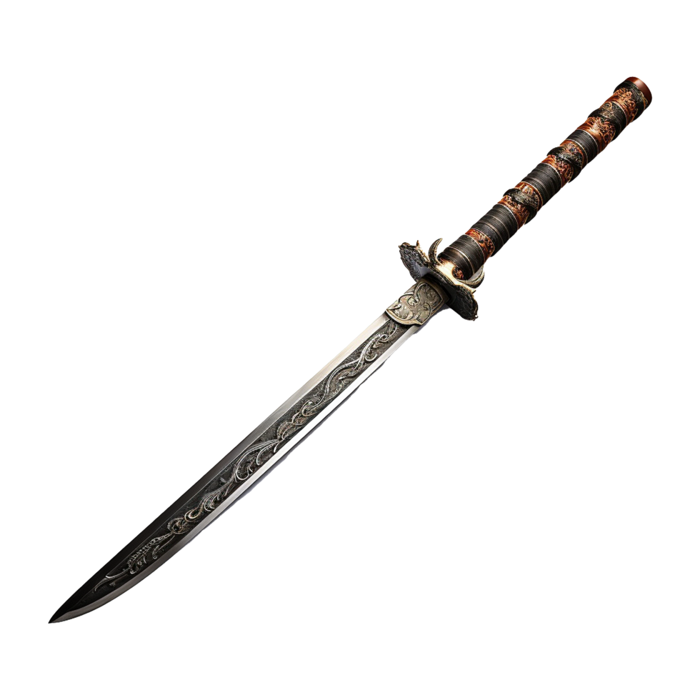 AI generated Katana japanese sword isolated on transparent background png