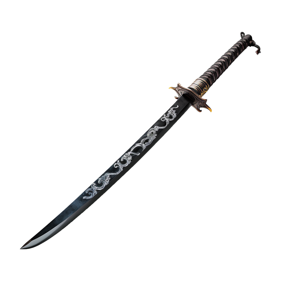 AI generated Katana japanese sword isolated on transparent background png