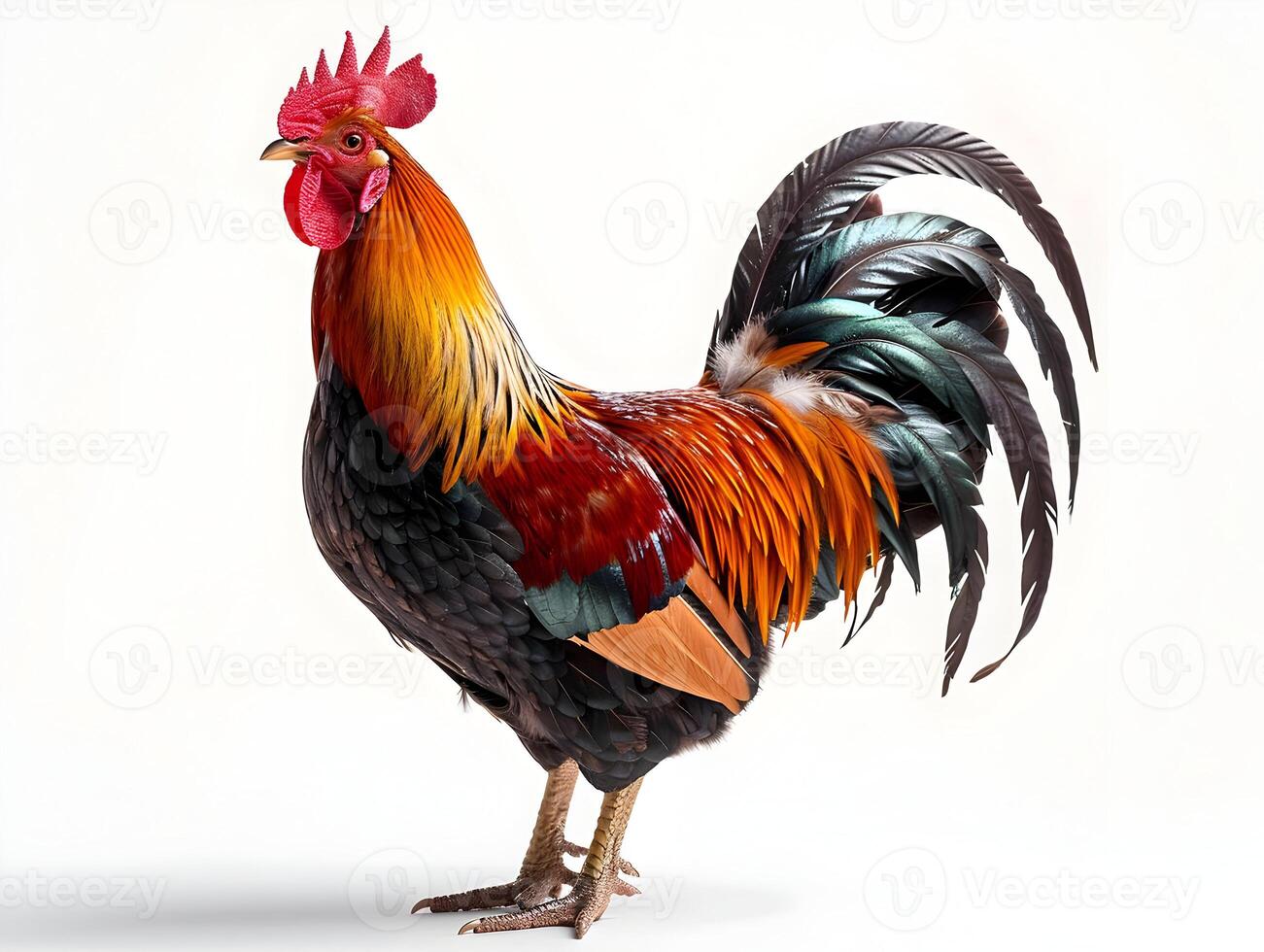 AI generated A farm rooster isolated on a white background. High quality. AI Generative photo