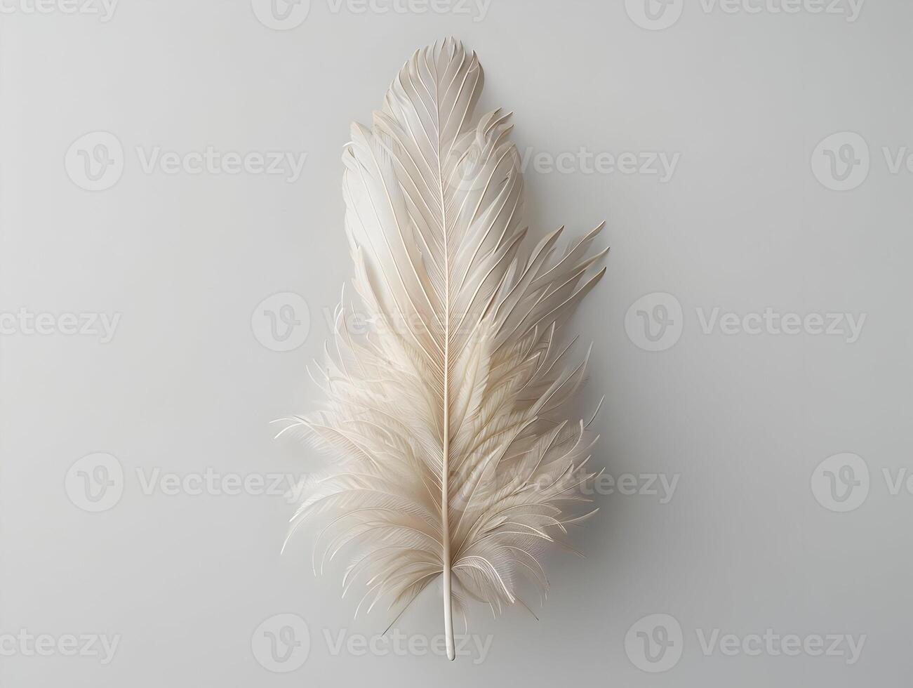 AI generated A single white fluffy feather of a bird isolated on a white background. High-resolution. AI Generative photo