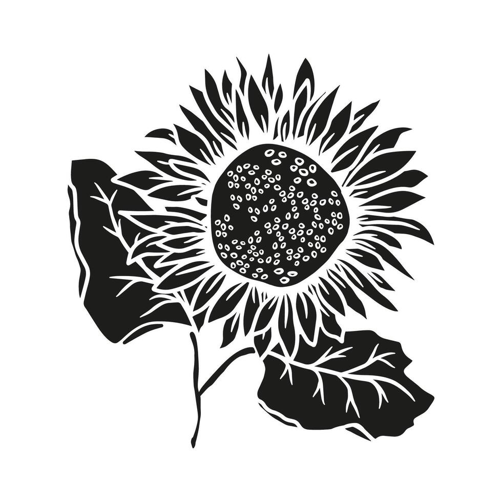 girasol mano dibujado ilustración silueta para diseño para láser cortar. vector garabatear floral elementos