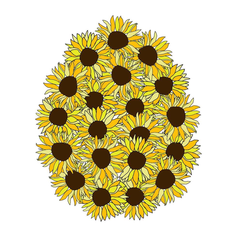 Pascua de Resurrección floral huevo con girasoles vector