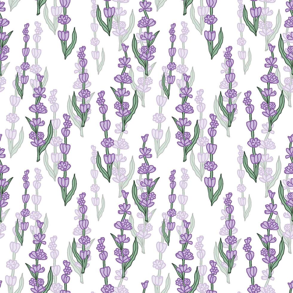 Lavender colorful flower seamless pattern for textile, fabric, scrapbook. Summer floral vector background .